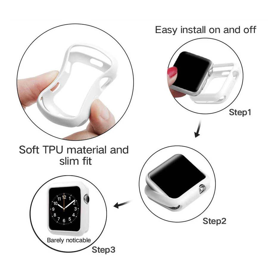 Цветной чехол для часов из ТПУ 38 мм 42 iWatch силиконовый защитный бампер 44 40 Apple Watch