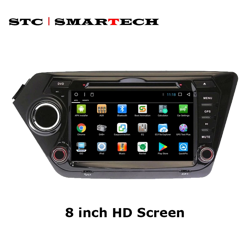 Discount SMARTECH 8 inch 2 Din Android 8.1 Car Radio GPS Navigation For KIA RIO K2 2010-2015 Car DVD Player Support TPMS Wifi 3G OBD DAB+ 1