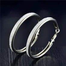 Blaike Vàng Vàng/925 Bạc Đầy Lớn Bông Tai Vòng Vòng Cho Nữ Thời Trang Bohemian Vòng Tròn Bông Tai Tuyên Bố Trang Sức Quà Tặng(China)