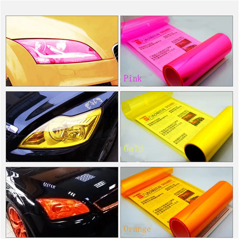 Yellow Car Headlight Taillight Protector Stickers Auto Light Film Cover Car-styling Tint Vinyl Film Exterior Accessories