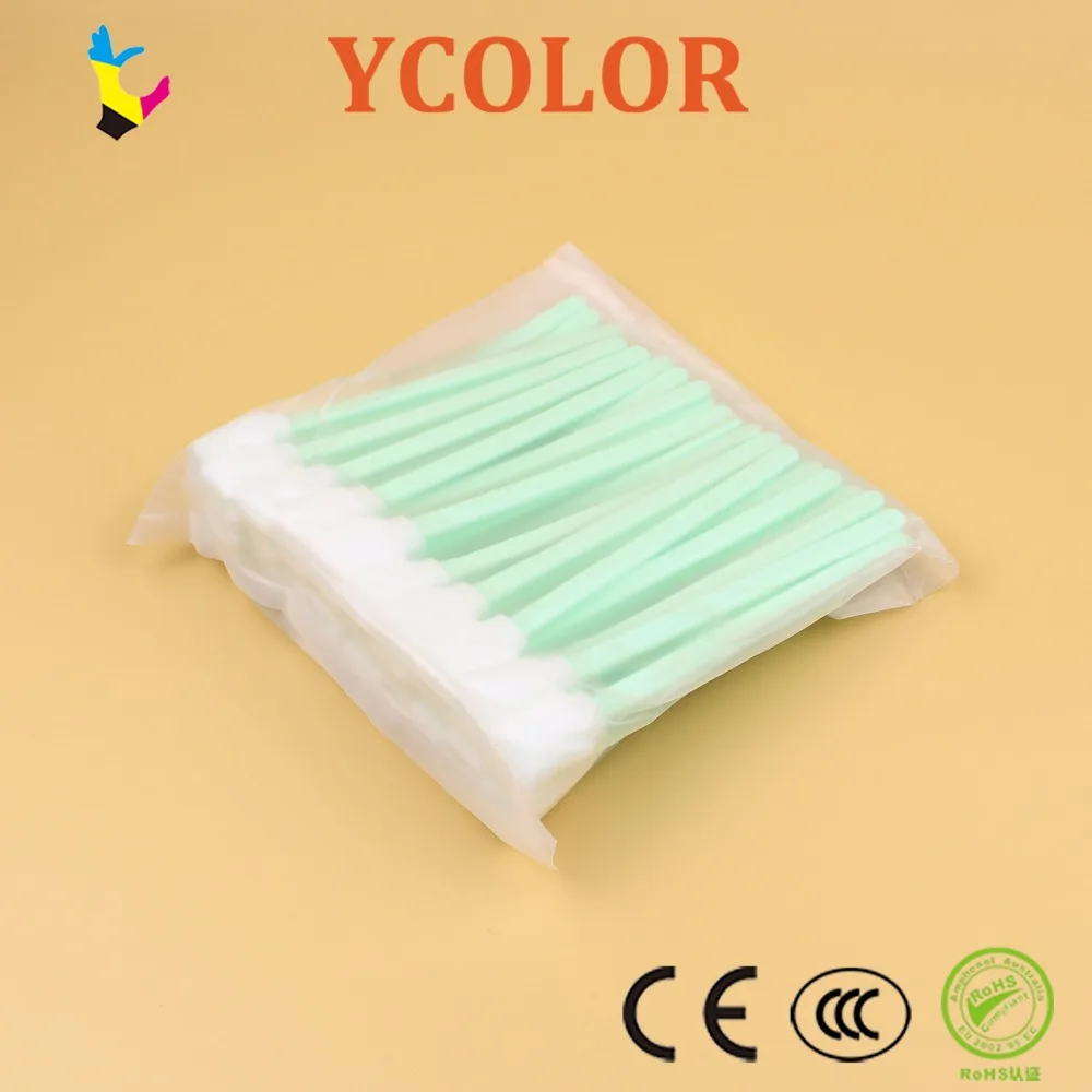 50 Pcs Tipped Cleaning Solvent Swabs Foam For Epson Mutoh Mimaki Roland Printer