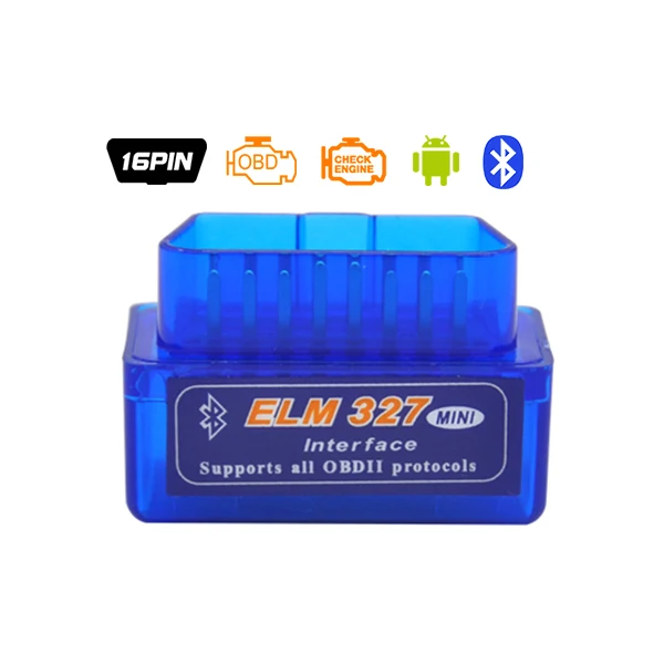 Супер Мини ELM327 Bluetooth V2.1/V1.5 OBD2 автомобильный диагностический инструмент ELM 327 Bluetooth для Android/Symbian для OBDII протокола - Цвет: Синий