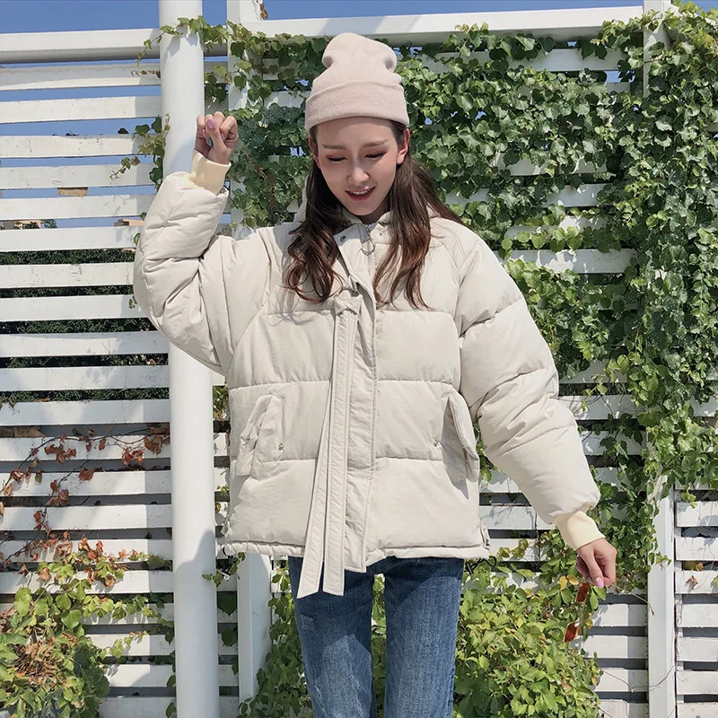 Парки женские с капюшоном высокого качества модные новые женские зимние короткие пальто корейские студенческие простые мягкие милые толстые хлопковые теплые пальто