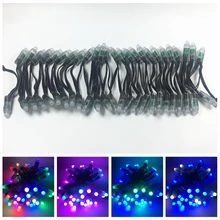 50 pçs/lote DC5V/12 V entrada WS2811 módulo de pixel, 12mm preto/verde Fio led string; chrismas árvore; à prova d' água com 3pin JST Conectores