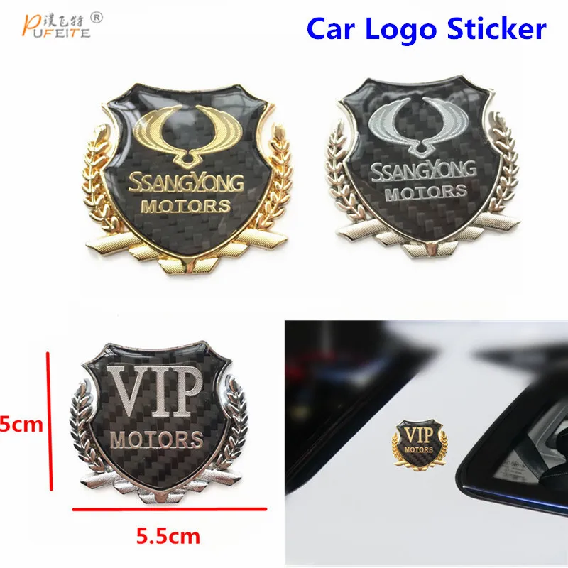 

2/pcs metal stickers for ssangyong ActYon Korando Rexton DIY 3D chromed car sticker logo car emblem car badge accessories
