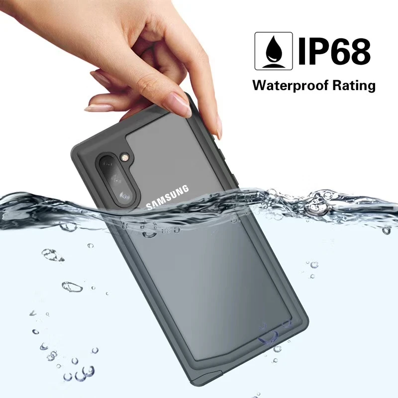 

IP68 Note 10 Plus Waterproof Case Coque for Samsung Galaxy Note 10 Cover 360 Protection 4-Level WaterProof Case Swimming Snow