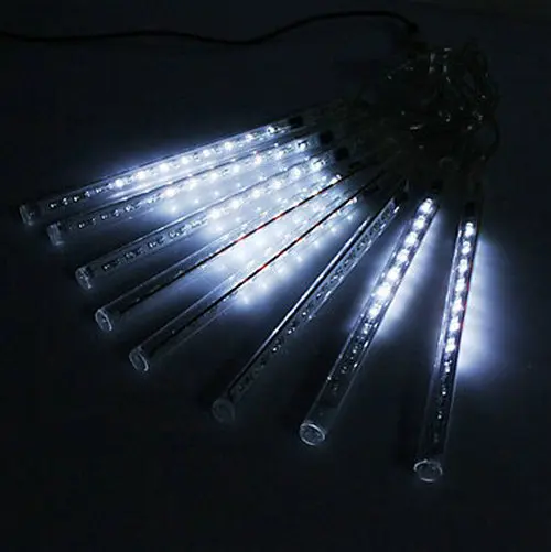 LED Meteor Shower Rain Tube Snowfall Light 20cm Outdoor Lighting Garden Tree Decor Wedding Christmas 8 Poles/string 80leds-white
