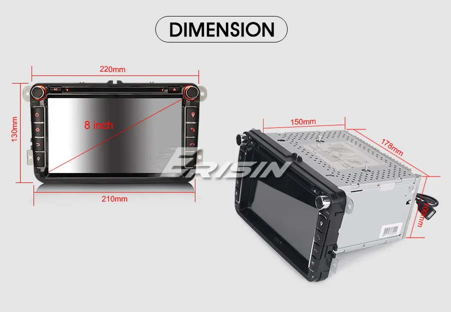 Clearance Erisin ES3515V 8" Car DVD Player Android 9.0 Car Radio DAB+ 4G GPS for VW Passat Seat Skoda 20