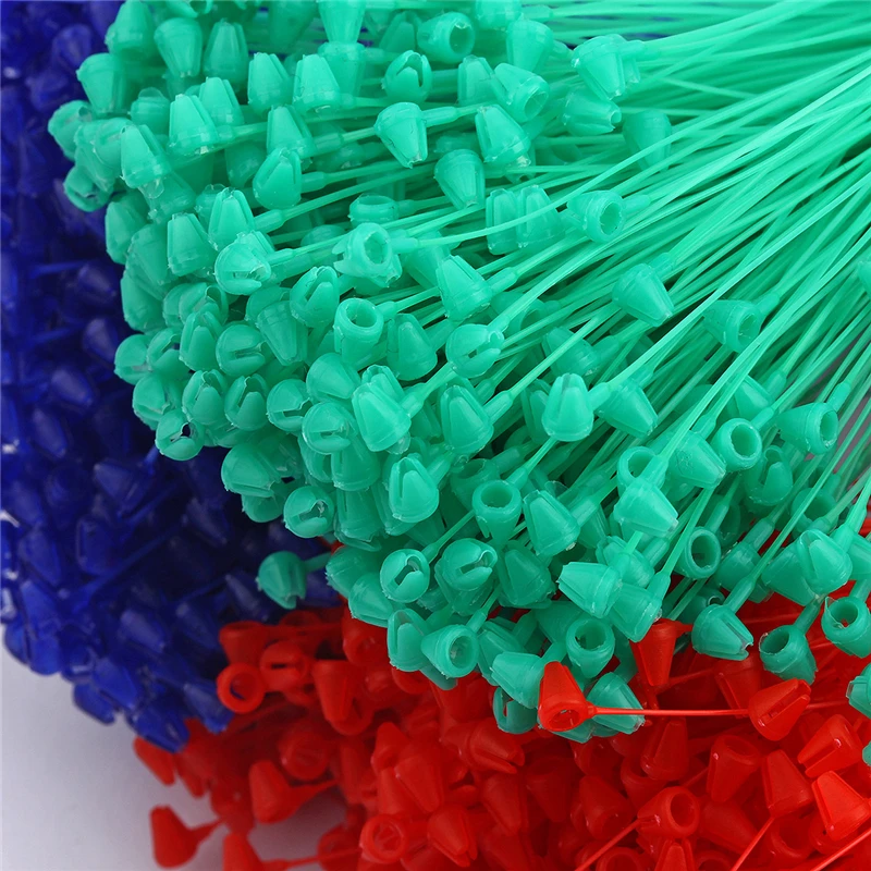 500 Pieces 5 inches Hang Tag Loop Garment Hang Tag Loop Lock Plastice Security Snap Lock Black Red Purple Green Blue White Color