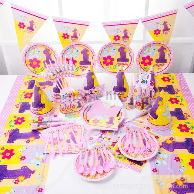 90 Pcs Fille Fleur Enfants Anniversaire Décoration Ensemble Princesse Thème Fête Fournitures De Fête Danniversaire De Bébé Pack Dans Partie Bricolage