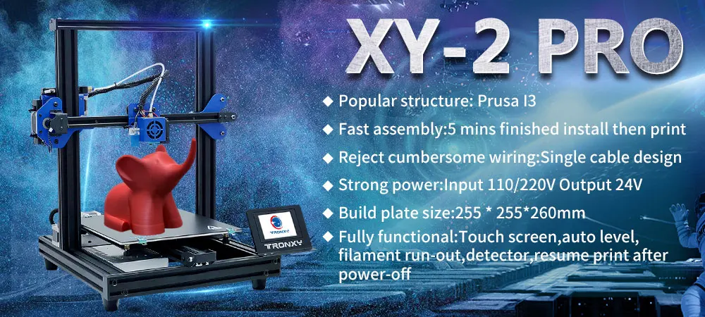 Высококачественный 3d принтер Tronxy XY-2 Pro, автоматическое выравнивание, опциональный экструдер Titan с наклейкой 255*255 мм и PLA нитью 0,25 кг