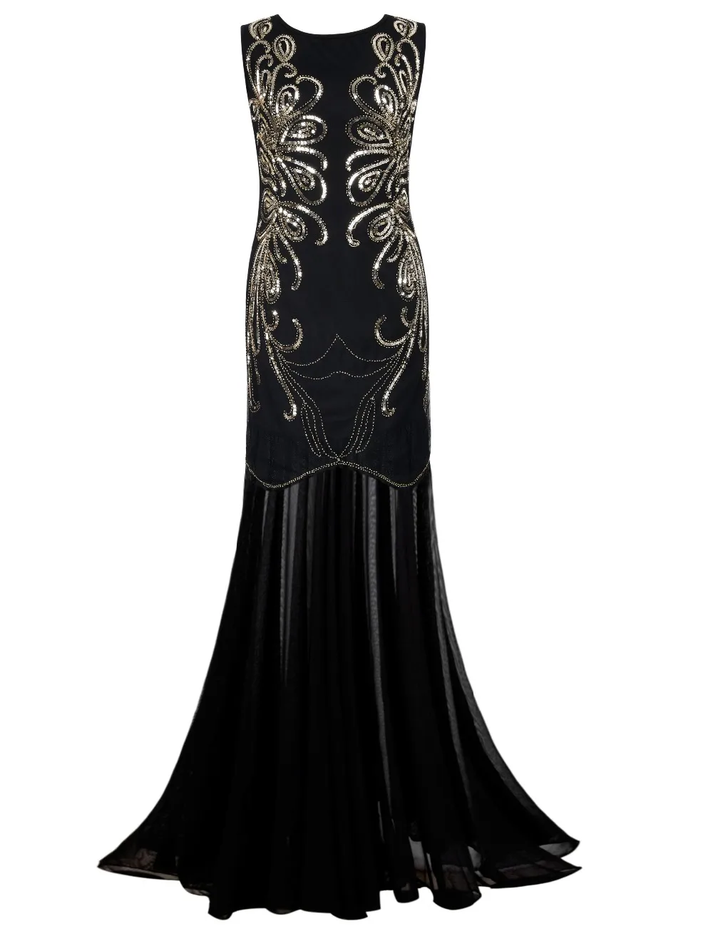 PrettyGuide Women 1920s Gown Sequin Long Flapper Evening Formal Dress ...