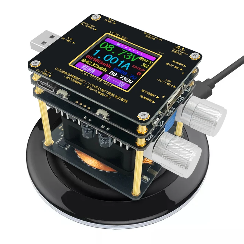 

Bluetooth Digital QI Wireless Charger Tester for Color Screen Voltage Amperometer for Usb Fast Charging Load Instrument
