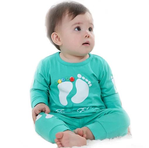 

2019 Spring / Autumn Candy color cartoon baby 2pcs clothes set infant long sleeve cloth suit Top T shirt + pants