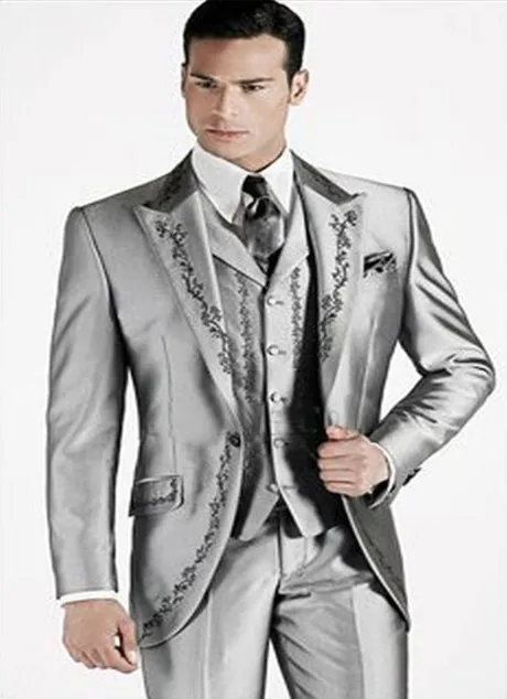 Мужской костюм с вышивкой на заказ, смокинги для жениха, блейзеры(пиджак+ брюки+ жилет), черные Женихи, мужские костюмы для мужчин для свадебной вечеринки