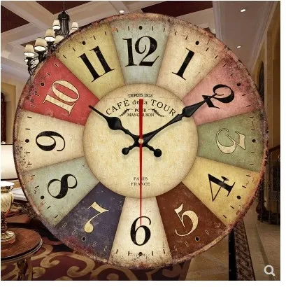 

2018 new design wall clock clocks digital large on the wall fashion shabby chic wooden watch times quartz modern