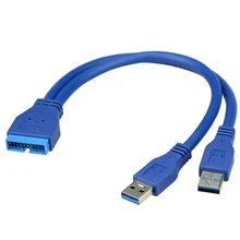 Motherbord USB3.0 20pin to 2 usb3.0 20 adapter data transfer extension cable