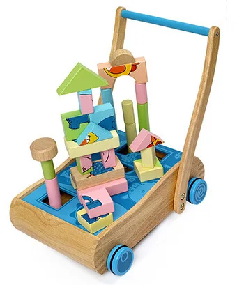 Walkers Activity Gear Wooden baby walker kids toys Four-in-one blocks cart chodzik andador para bebe loopstoel trotteur bebe new