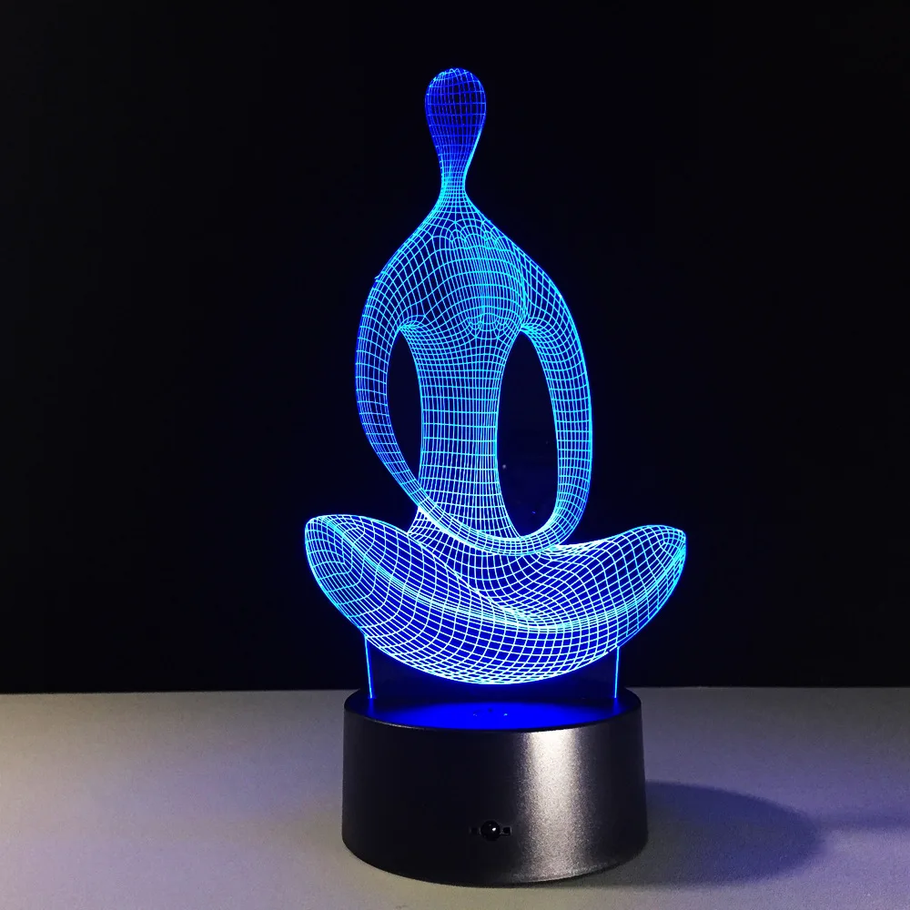 Акриловая 7 цветов медитационная Йога 3D светодиодный ночник для спальни лампа для гостиной настольная лампа украшение стола USB Батарея ночник