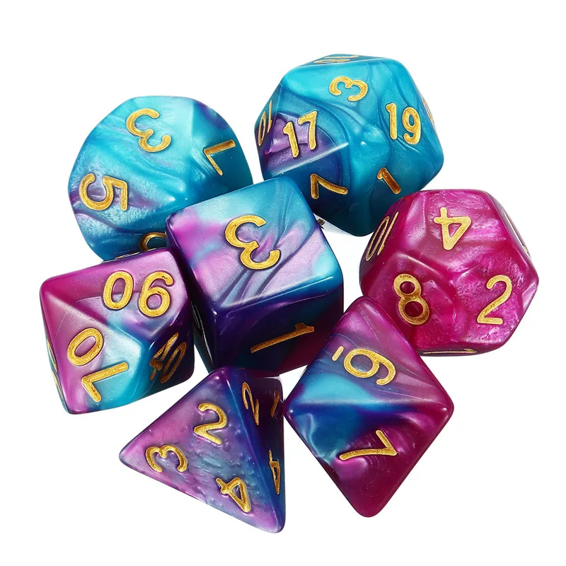 7 шт. TRPG Games игровые кубики D4, D6, D8, D10, D10%, D12, D20 многогранные вечерние игральные кости развлечения Настольные игры лучшие подарки