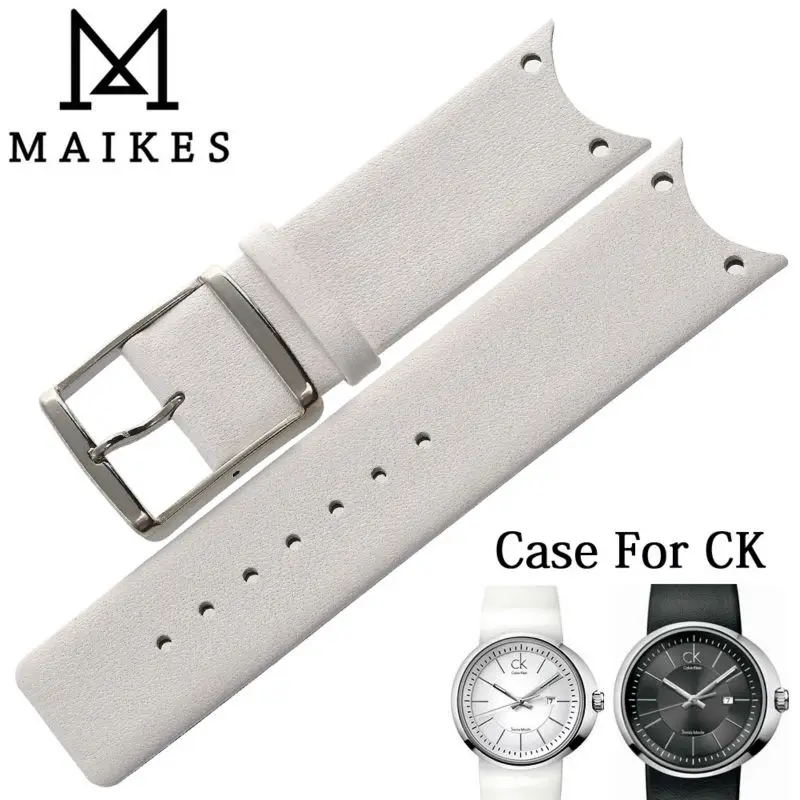 MAIKES New Arrival Genuine Leather Watch Band Strap Soft Durable Thin Watchband Case For CK Calvin Klein KOH23101