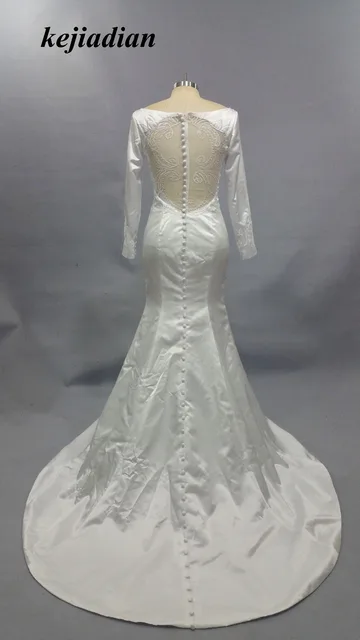 vestido de noiva bridal dress 2017 new crepe satin and lace long