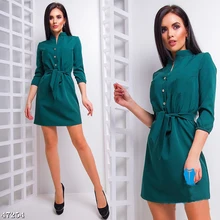 Летнее модное женское платье-рубашка, повседневное прямое платье с v-образным вырезом и рукавом 3/4, элегантное мини платье на пуговицах с поясом Vestidos