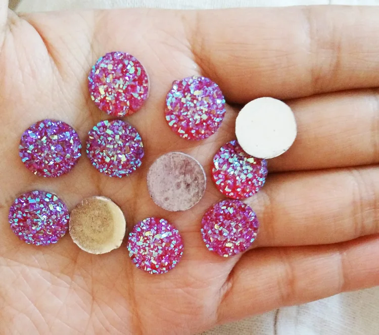 12mm Resin Druzy Cabochons Beads Druzy Stone For Druzy Jewelry 50pcs