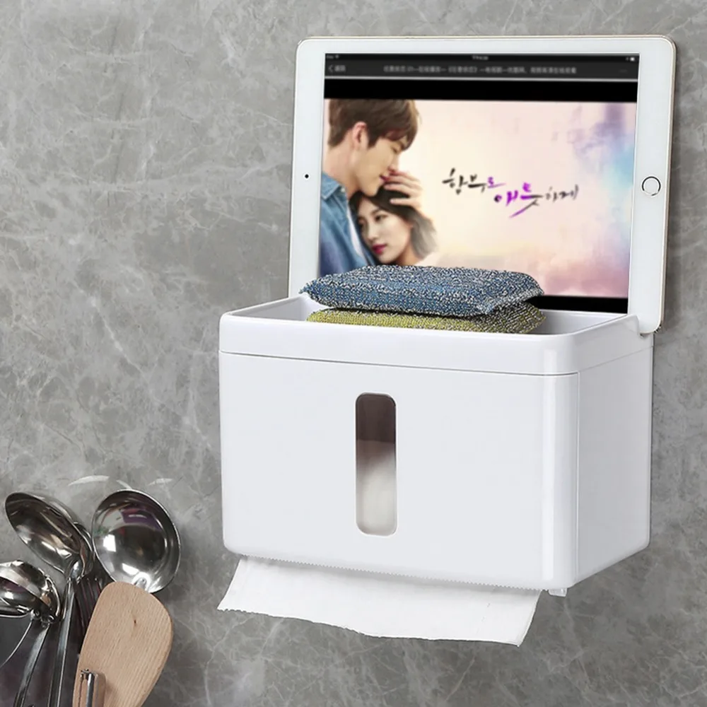 

New Bathroom Waterproof Tissue Box Plastic Toilet Paper Holder Wall Mounted Storage Box Double Layer Napkin Dispenser Organizer