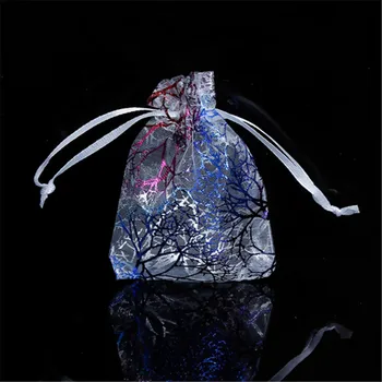 

DoreenBeads Organza Jewelry Bags Drawstring Rectangle Multicolor Coralline Pattern (Usable Space: 7.5x7cm) 9cm x 7cm, 20 PCs