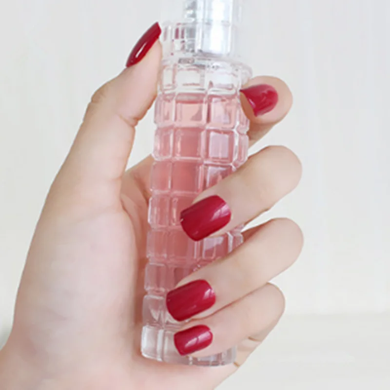 24 шт., короткие прозрачные полностью закрывающие ногти, накладные ногти, сплошной цвет, черный, розовый цвет, акрил, натуральные накладные ногти для девочек - Цвет: 633