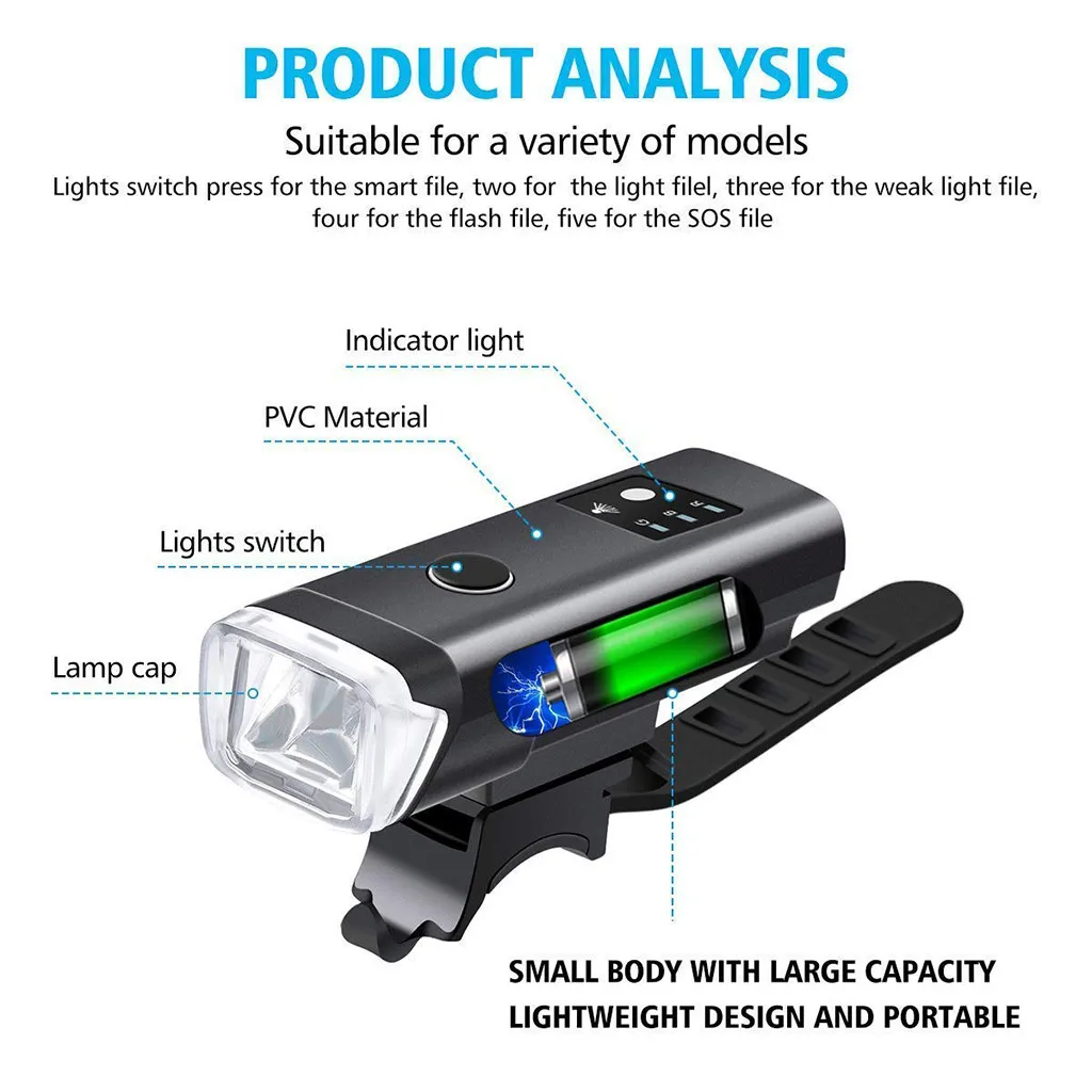 Top Bicycle Light LED Bicycle Light Set Intelligent Sensor Front Lights Bike Lamp waterproof  2019 New USB Bike Light XYT04FA 3