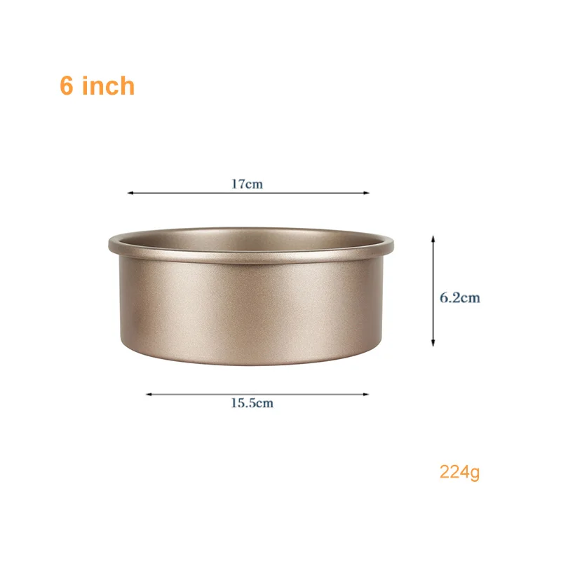 Инструменты для выпечки кондитерских изделий, 6 8 дюймов, нижняя шифоновая форма для торта, антипригарная углеродистая сталь, сковороды, формы для выпечки, 241 - Цвет: 6inch Gold