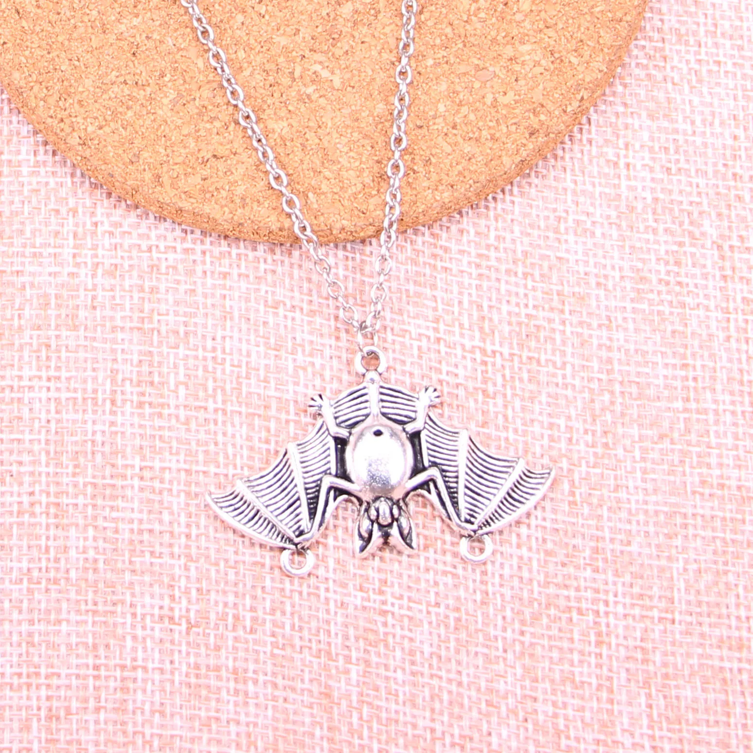 

New Fashion Antique Silver Pendants 29*47mm bat vampire dracula connector Necklace Handmade Necklace Gift