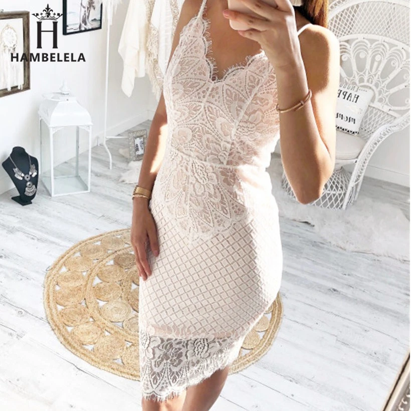 HAMBELELA Sexy Strap Midi Dress Women Sleeveless V-Neck Summer Bodycon Dress Hollow Out Backless Evening Party Bandage Dress (10)
