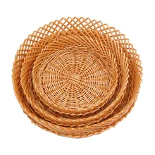 New Wicker Weaving Storage Basket Fruit Bread Vegetables Display Picnic Basket Rattan Storage Box For Cosmetics Snacks Tea Book