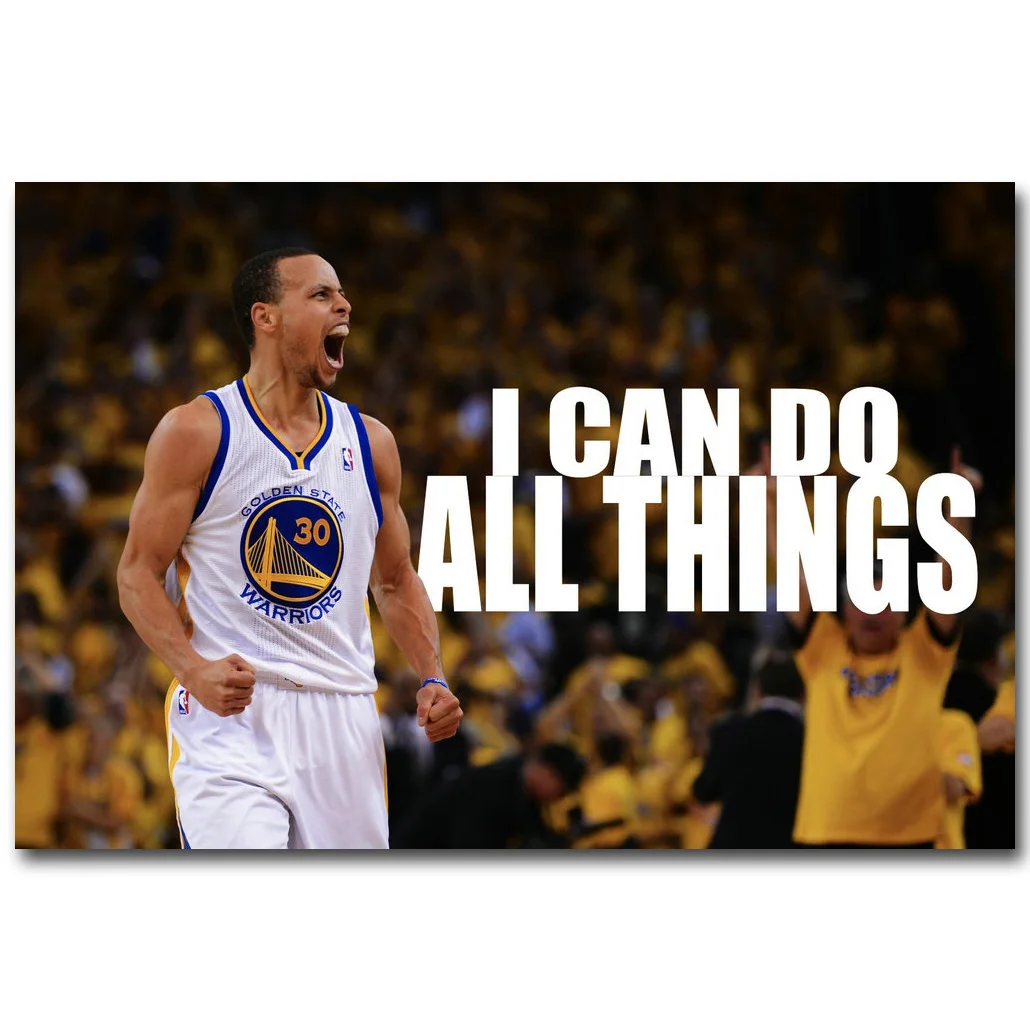 

I CAN - Stephen Curry Motivational Quote Art Silk Poster Print 13x20 32x48 inch Basketball Inspirational Picture for Wall Decor