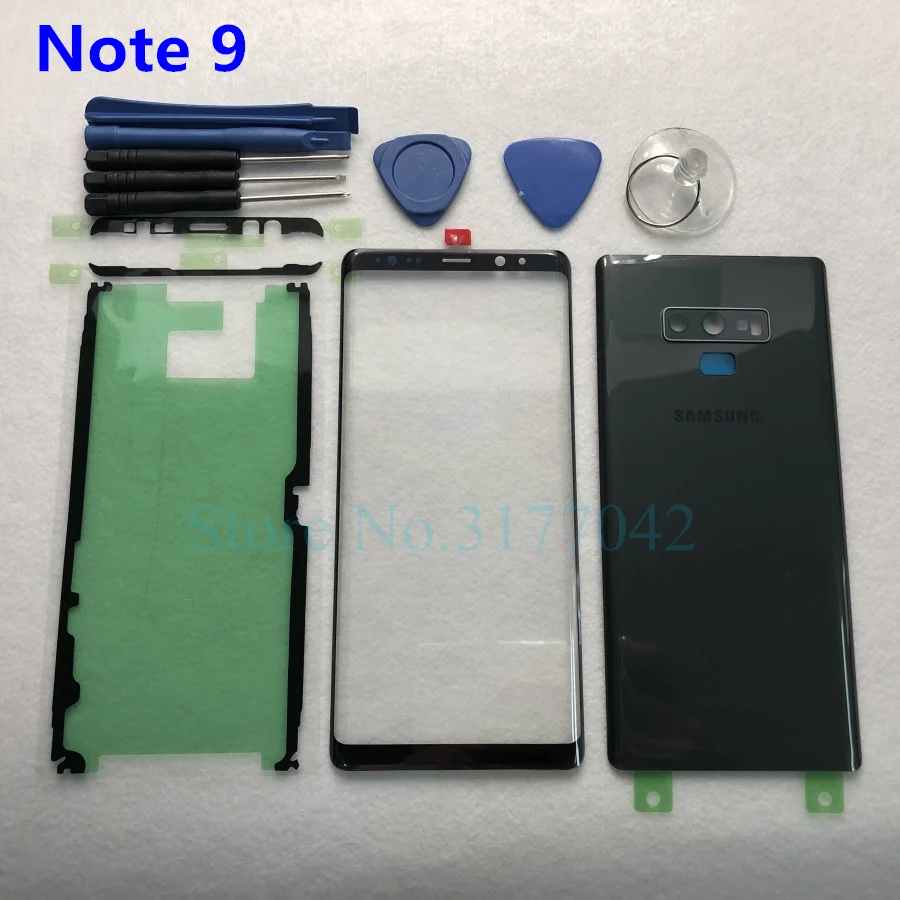 Для samsung Galaxy Note 8 N950 N950F Note 9 N960 N960F Передняя Сенсорная панель внешняя линза+ задняя крышка аккумулятора Задняя стеклянная крышка корпуса