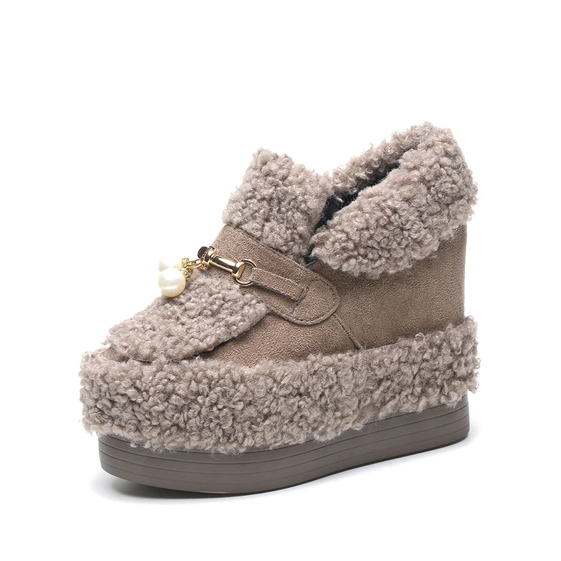 

Slippers Home Shoes Women Winter Home Slippers Suede Warm Plush Bead Slipper Female Animal Ladies High Quality High Heel Shoe