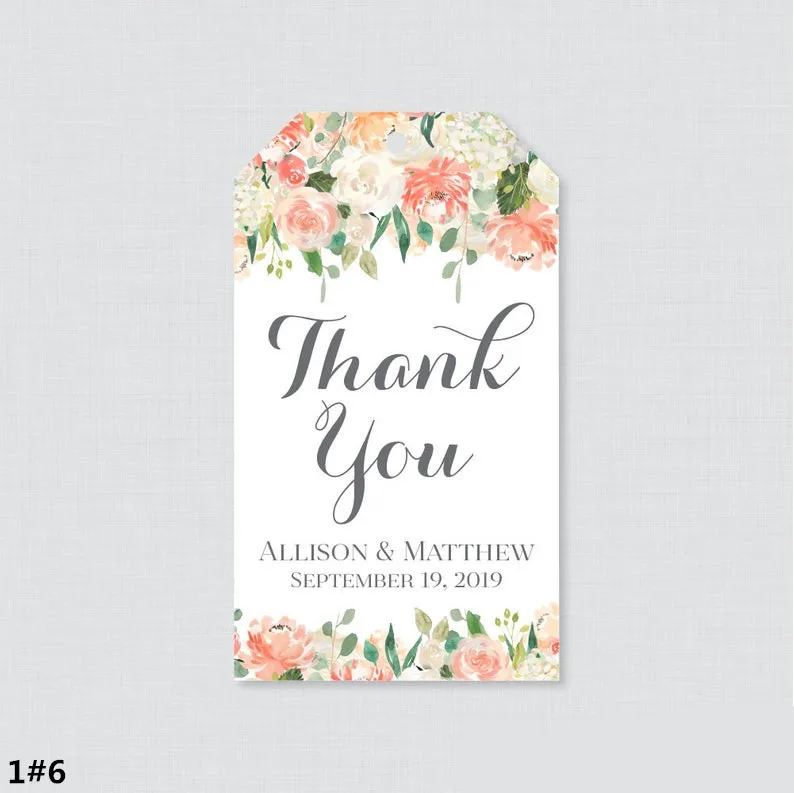 

120PCS Custom name Wedding Birthday Party Favor Gift Tags Peach and Cream Floral Favor Tags Personalized Gift Tag Thank you card