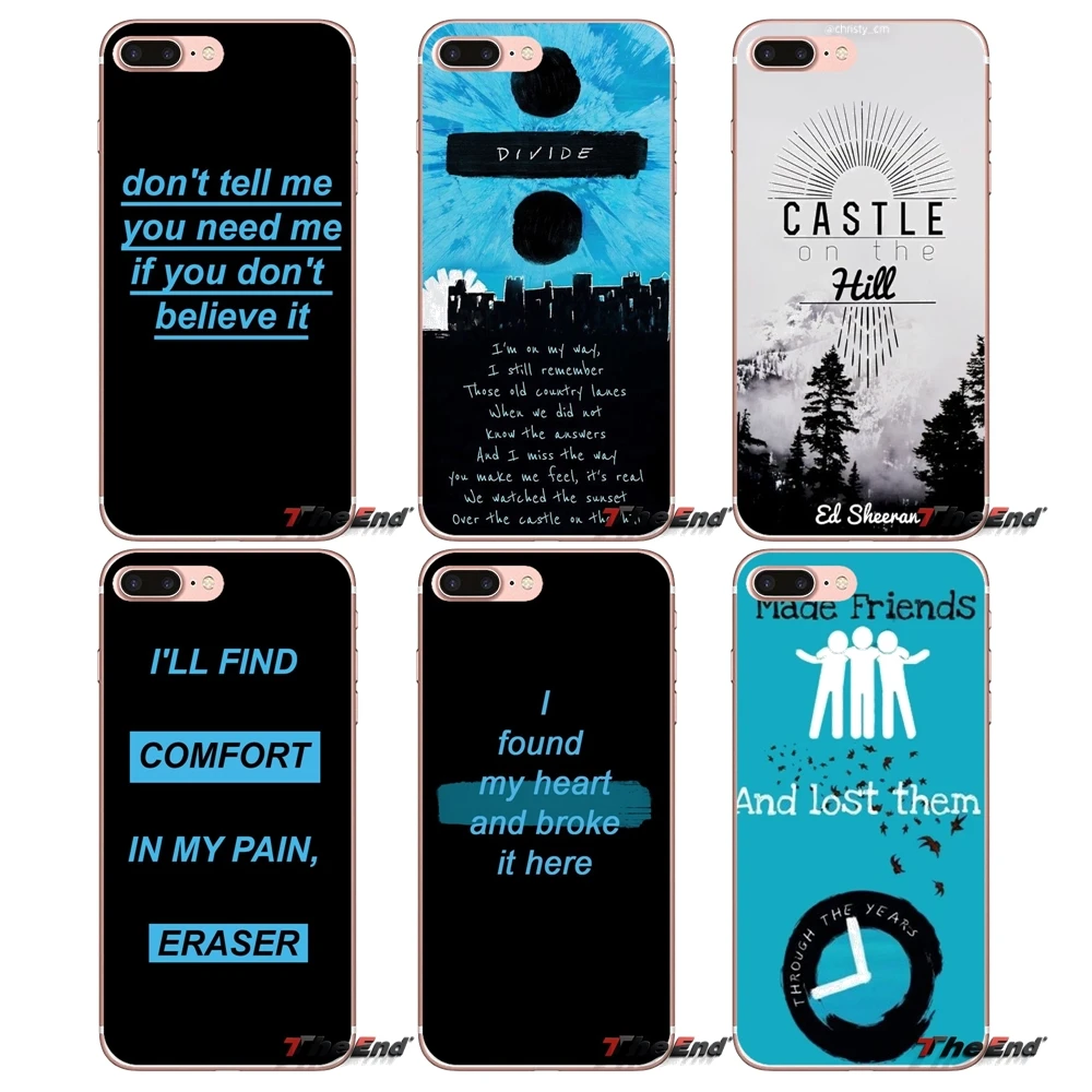 

For iPhone X 4 4S 5 5S 5C SE 6 6S 7 8 Plus Samsung Galaxy J1 J3 J5 J7 A3 A5 2016 2017 singer ed sheeran lyrics Design Phone Case