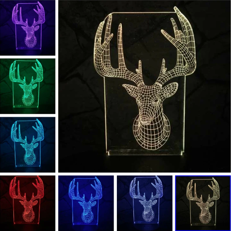 Us 8 01 35 Off Christmas Halloween Box Day Gift Long Horned Deer Night Light Lapara Lava Lamp Led Light Bedroom Office Home Cafe Child Kid Gift In