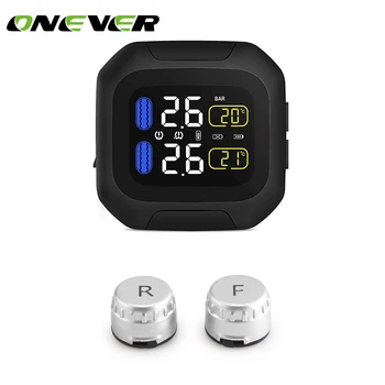 

Onever Motorcycle TPMS Tire Pressure Monitoring System 2 External Sensor Wireless LCD Display Moto Auto Tyre Alarm Systems
