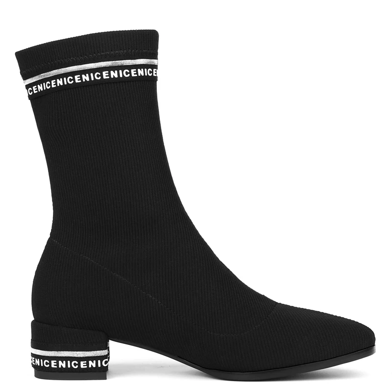 Tacón Caliente Carta Redonda Cuadrado Chica Venta Negro Punta Zapatos Msfair Mujeres 2018 Botas Bota De Tobillo Para U1PIx