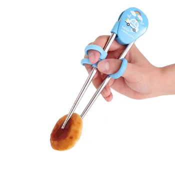 

Baby Cartoon Enlightenment Chopsticks Exercise Chinese Kids Stainless Steel Metal Early Learning Training Designed Chopsticks