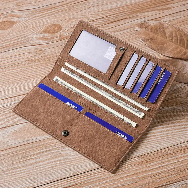  Men Long Section Bifold Business Leather Wallet Card Coin Wallet men's wallet clutch portfel cuzdan billetera carteira 40MA1419