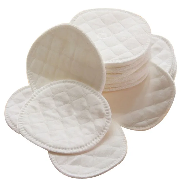 12PCS(6 pairs) 3 layers Cotton Reusable Breast Pads Nursing Waterproof Organic Plain Washable