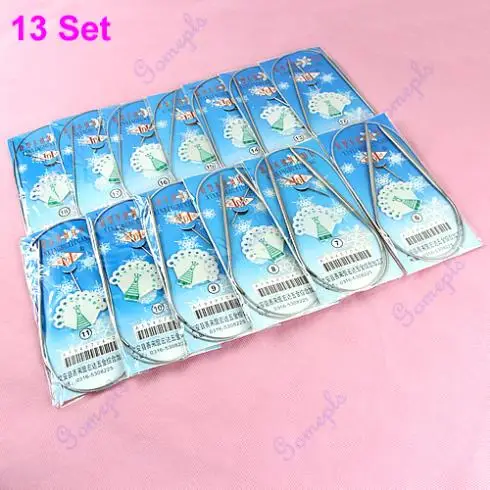 

13 Sizes Durable Stainless Steel Circular Knitting Needles Crochet Knit Hook