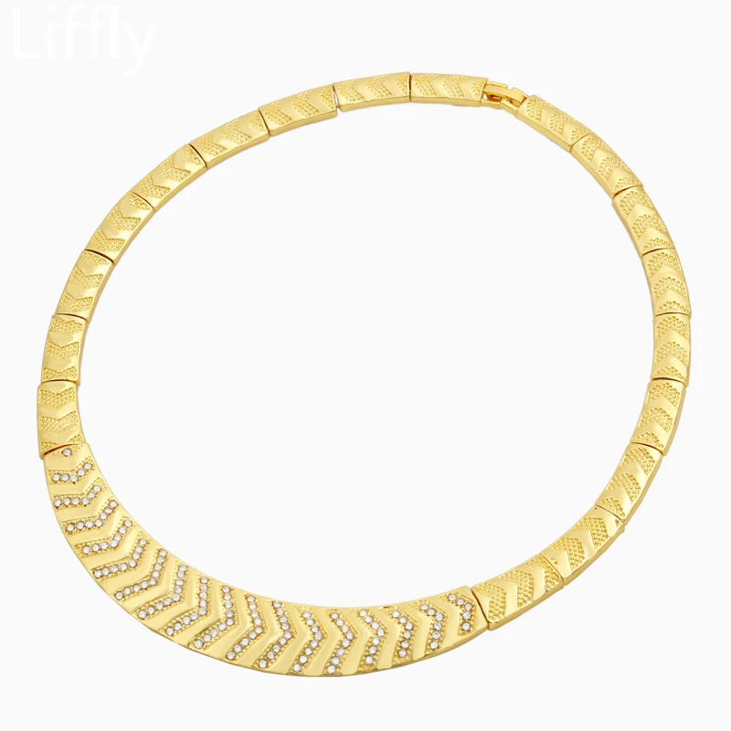 Индивидуальная Мода дизайн 24 Золотые Ювелирные наборы кристалл ожерелье браслет серьги арабский Шарм Свадебные аксессуары ювелирные изделия