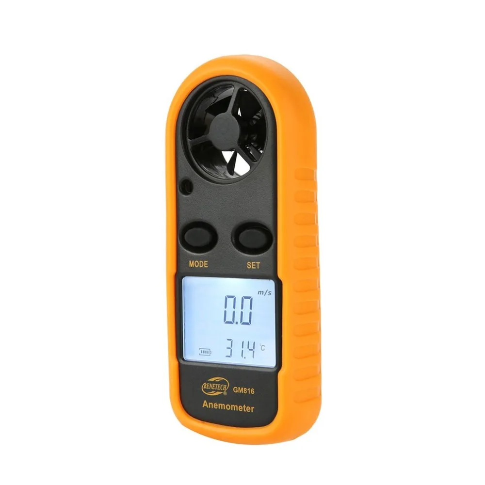 LCD Digital Wind-Speed Backlight Airflow Gauge Meter Anemometer Thermometer Mini